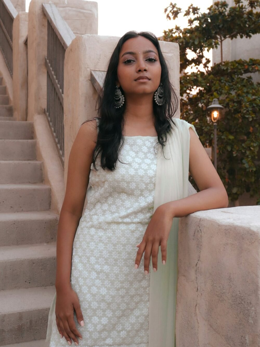Sage Chikankari Kurta Set with Dupatta - photo 2